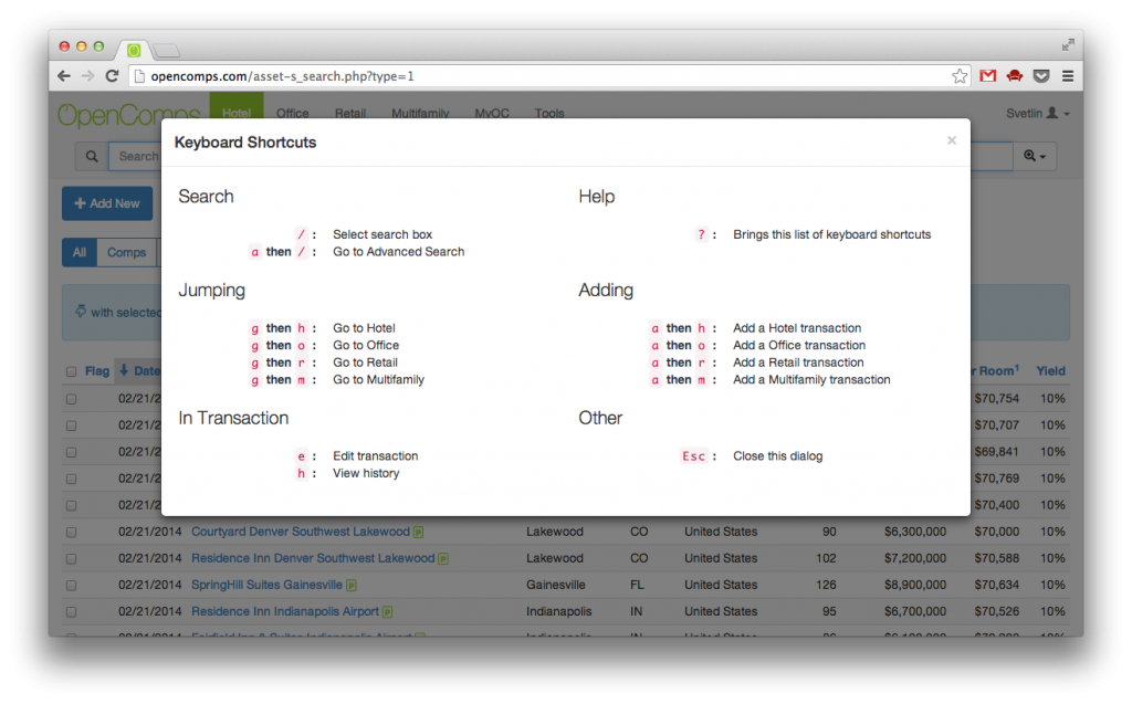 Keyboard Shortcuts