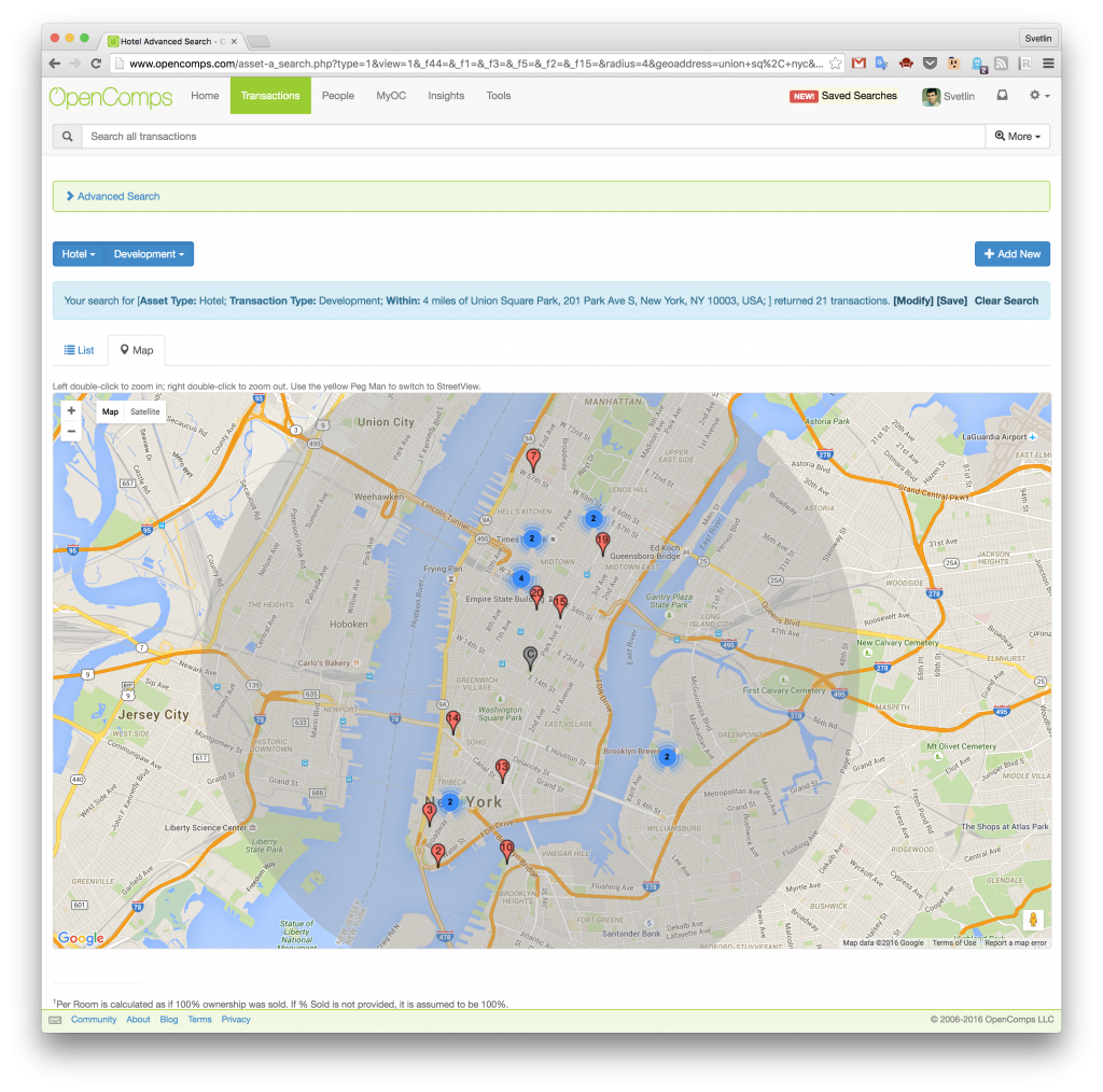 NYC Developments Radius Search